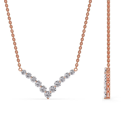 Round Graduated V-Necklace Fascinating Diamonds