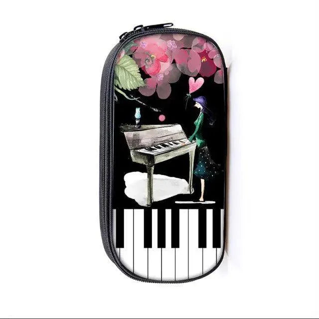 Elegant Music Note Piano Pen Case Holder Stylish Black/White Pencil Bag Guitar Pencil Case Unique Stationery Case For School Stevvex
