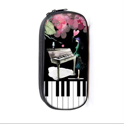 Elegant Music Note Piano Pen Case Holder Stylish Black/White Pencil Bag Guitar Pencil Case Unique Stationery Case For School Stevvex