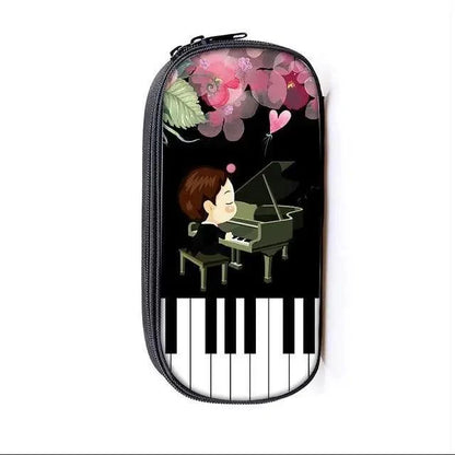Elegant Music Note Piano Pen Case Holder Stylish Black/White Pencil Bag Guitar Pencil Case Unique Stationery Case For School Stevvex