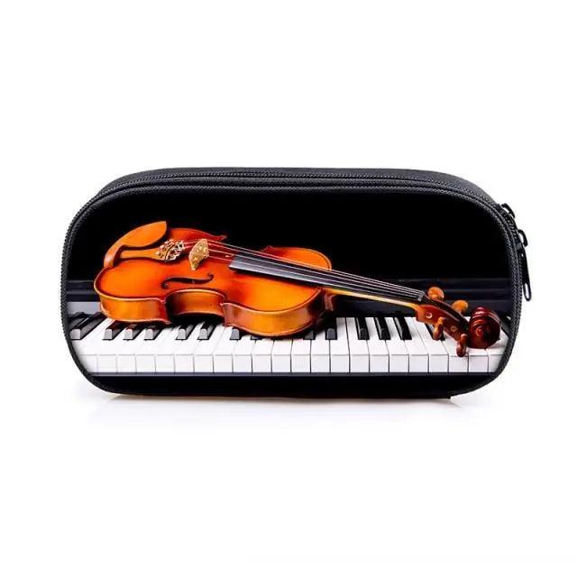 Elegant Music Note Piano Pen Case Holder Stylish Black/White Pencil Bag Guitar Pencil Case Unique Stationery Case For School Stevvex