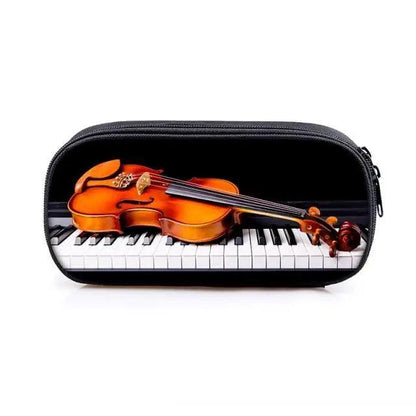 Elegant Music Note Piano Pen Case Holder Stylish Black/White Pencil Bag Guitar Pencil Case Unique Stationery Case For School Stevvex