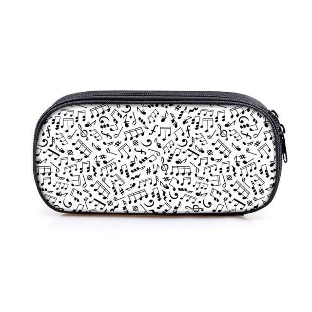 Elegant Music Note Piano Pen Case Holder Stylish Black/White Pencil Bag Guitar Pencil Case Unique Stationery Case For School Stevvex