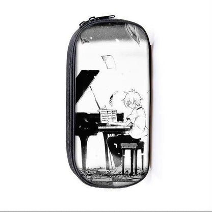 Elegant Music Note Piano Pen Case Holder Stylish Black/White Pencil Bag Guitar Pencil Case Unique Stationery Case For School Stevvex