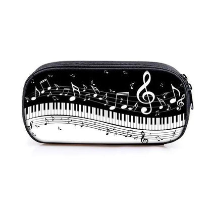 Elegant Music Note Piano Pen Case Holder Stylish Black/White Pencil Bag Guitar Pencil Case Unique Stationery Case For School Stevvex