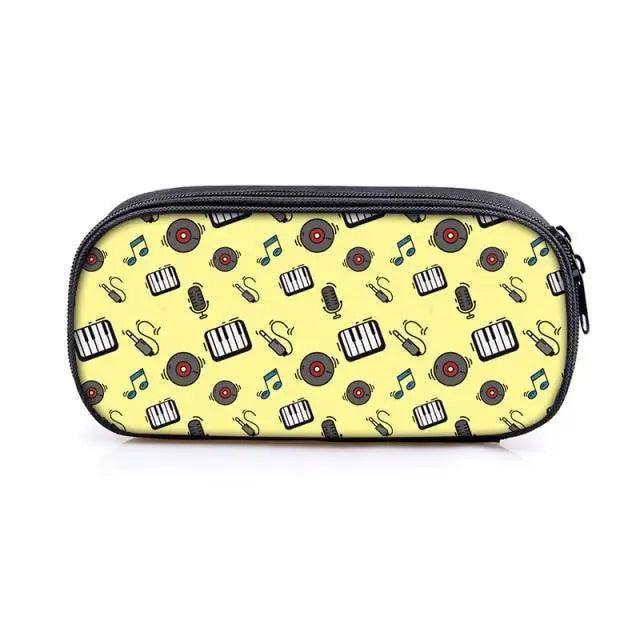 Elegant Music Note Piano Pen Case Holder Stylish Black/White Pencil Bag Guitar Pencil Case Unique Stationery Case For School Stevvex