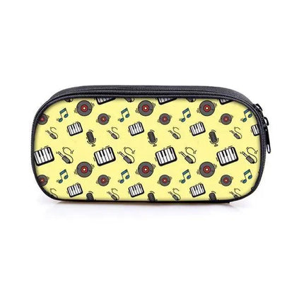 Elegant Music Note Piano Pen Case Holder Stylish Black/White Pencil Bag Guitar Pencil Case Unique Stationery Case For School Stevvex