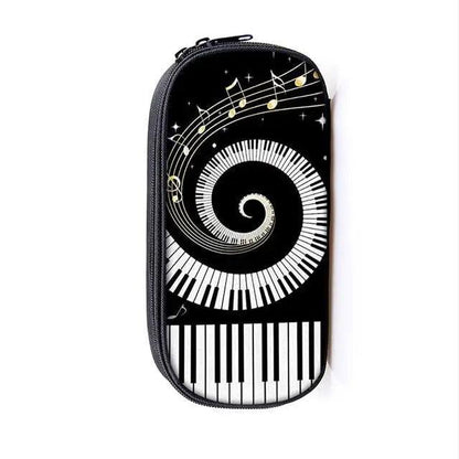 Elegant Music Note Piano Pen Case Holder Stylish Black/White Pencil Bag Guitar Pencil Case Unique Stationery Case For School Stevvex