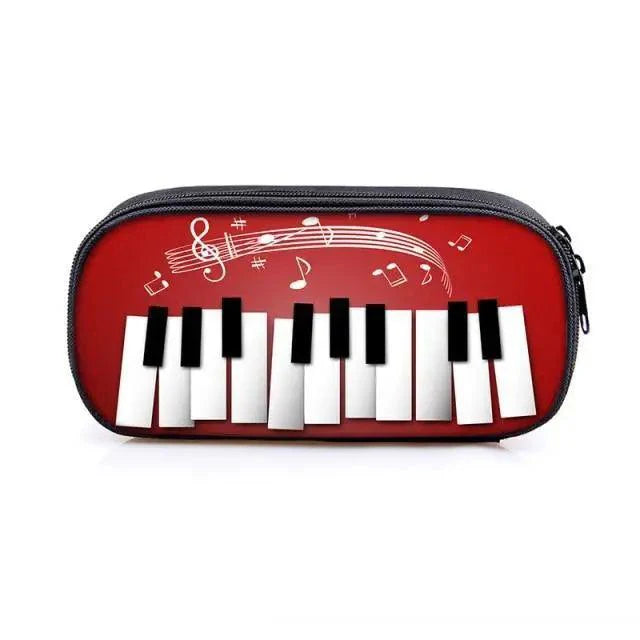 Elegant Music Note Piano Pen Case Holder Stylish Black/White Pencil Bag Guitar Pencil Case Unique Stationery Case For School Stevvex