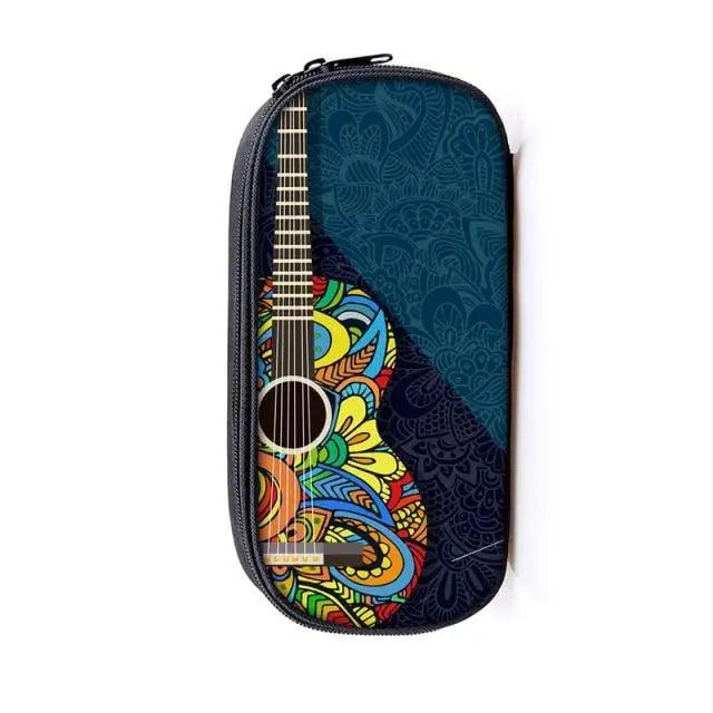 Elegant Music Note Piano Pen Case Holder Stylish Black/White Pencil Bag Guitar Pencil Case Unique Stationery Case For School Stevvex