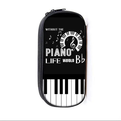 Elegant Music Note Piano Pen Case Holder Stylish Black/White Pencil Bag Guitar Pencil Case Unique Stationery Case For School Stevvex