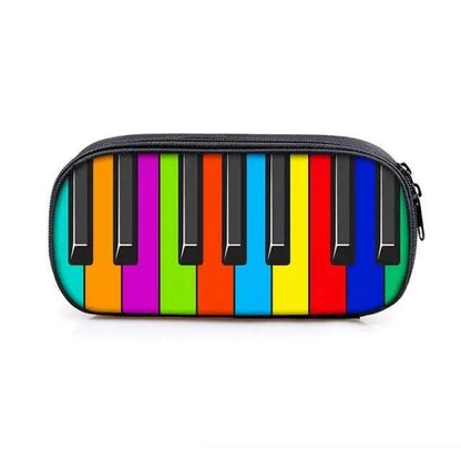 Elegant Music Note Piano Pen Case Holder Stylish Black/White Pencil Bag Guitar Pencil Case Unique Stationery Case For School Stevvex