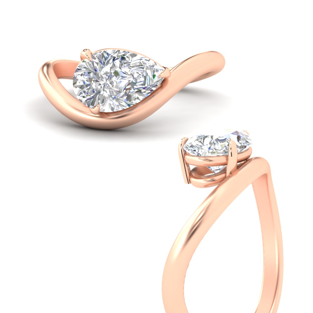 Curve Wave Pear Shaped Solitaire Diamond Ring Fascinating Diamonds