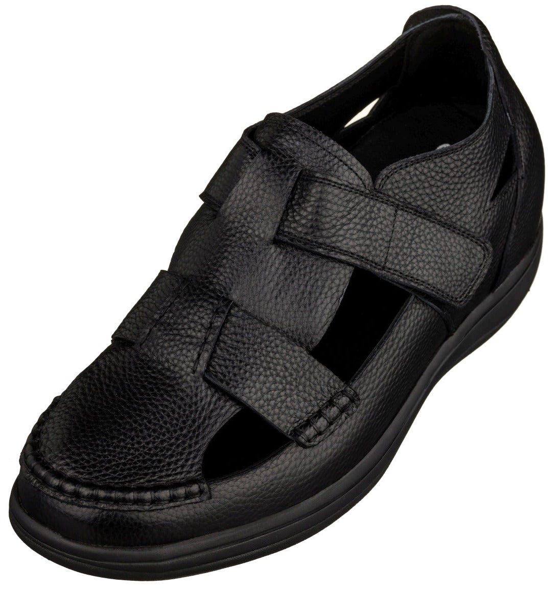 CALTO - K2661 - 3.2 Inches Taller (Black) - Casual Fisherman Sandal Tallmenshoes.com