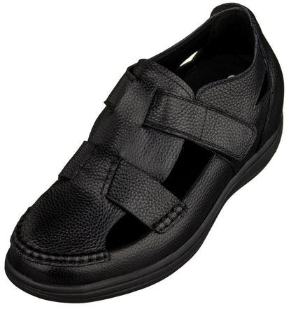 CALTO - K2661 - 3.2 Inches Taller (Black) - Casual Fisherman Sandal Tallmenshoes.com