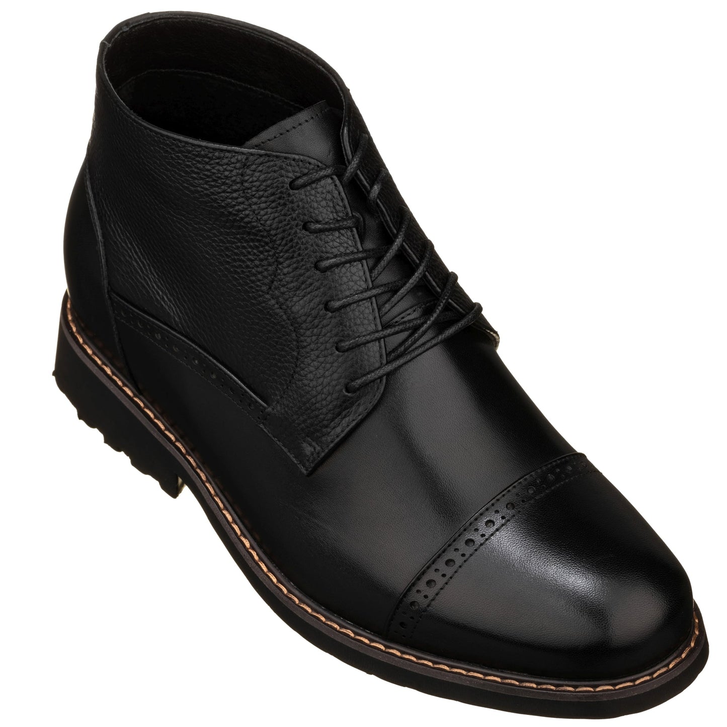 CALTO - Y41083 - 3.2 Inches Taller (Black) - Lace Up Casual Boots Tallmenshoes.com