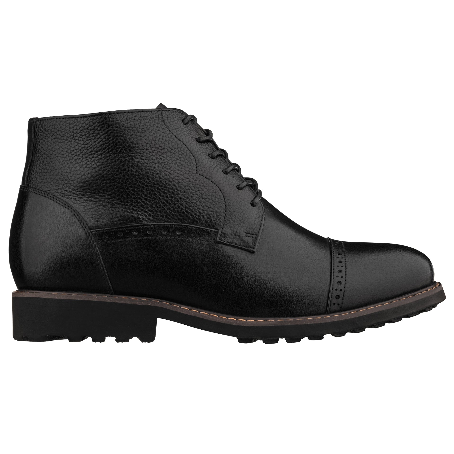 CALTO - Y41083 - 3.2 Inches Taller (Black) - Lace Up Casual Boots Tallmenshoes.com