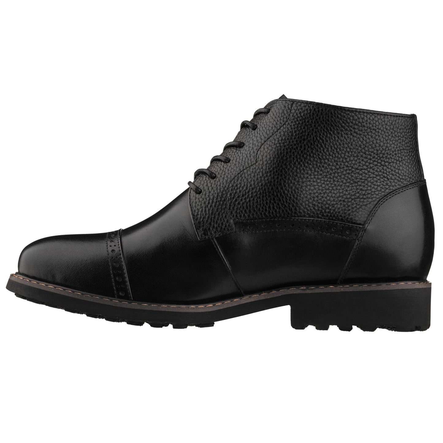 CALTO - Y41083 - 3.2 Inches Taller (Black) - Lace Up Casual Boots Tallmenshoes.com