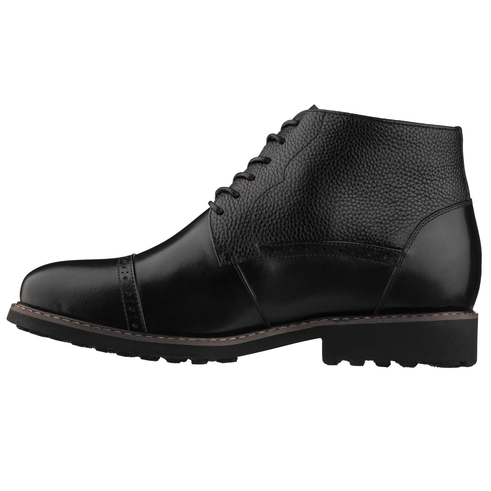 CALTO - Y41083 - 3.2 Inches Taller (Black) - Lace Up Casual Boots Tallmenshoes.com