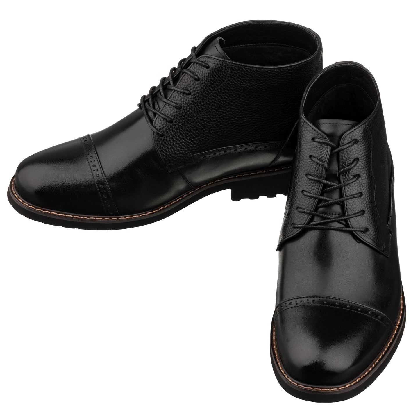 CALTO - Y41083 - 3.2 Inches Taller (Black) - Lace Up Casual Boots Tallmenshoes.com