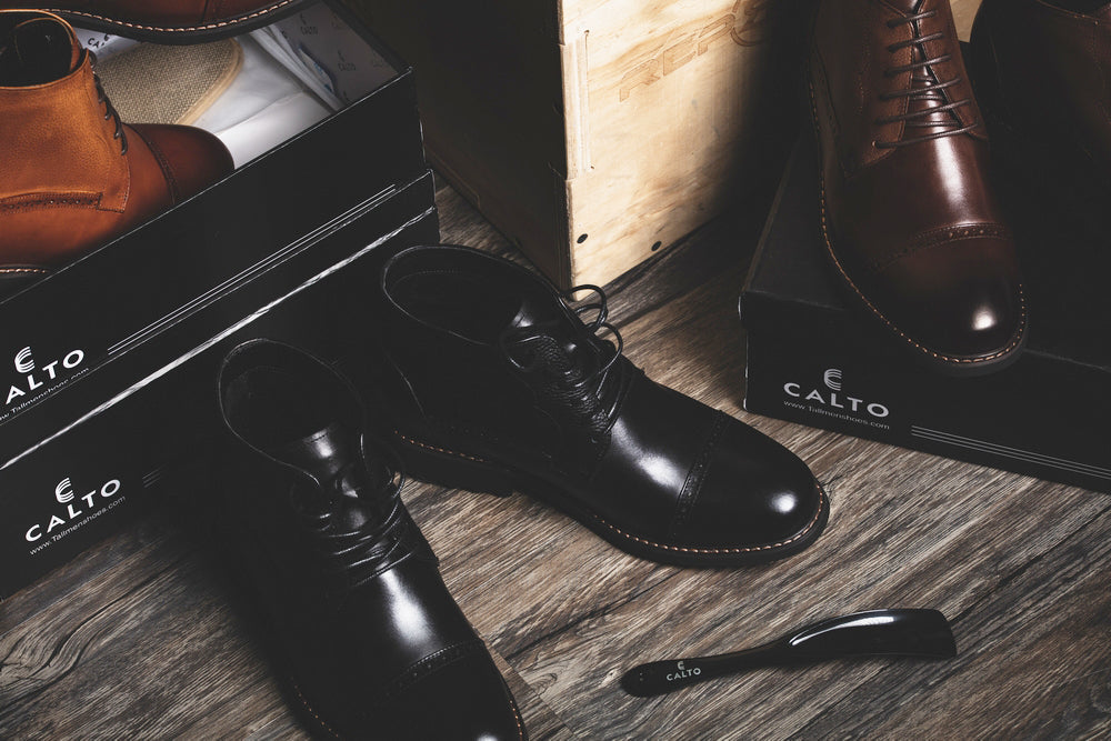 CALTO - Y41083 - 3.2 Inches Taller (Black) - Lace Up Casual Boots Tallmenshoes.com