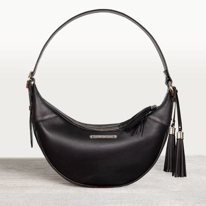 Elle -Half-Moon Vanity Luxury Leather Handbag in Black Urban-Equestrian