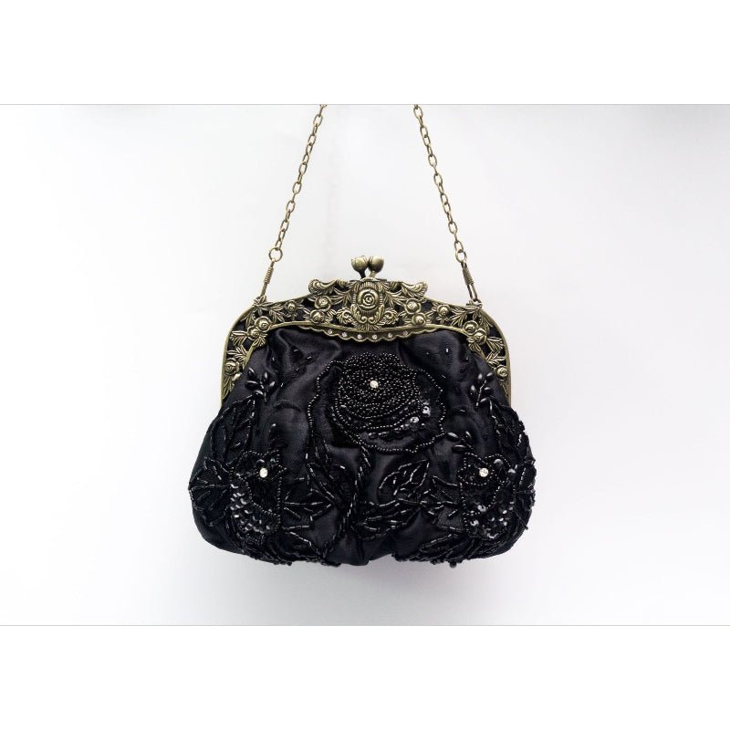 Embroidered Rose with Sequins Beads Evening Clutch Bag (MAC291) Mariam's Collection