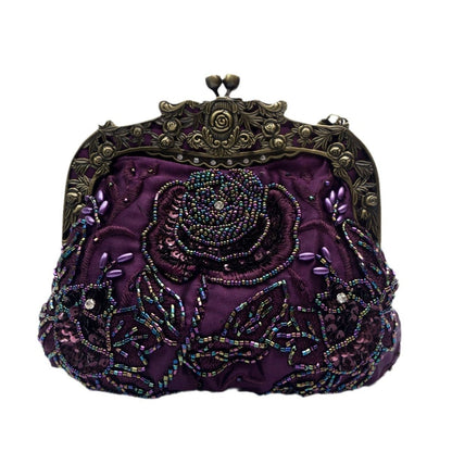 Embroidered Rose with Sequins Beads Evening Clutch Bag (MAC291) Mariam's Collection