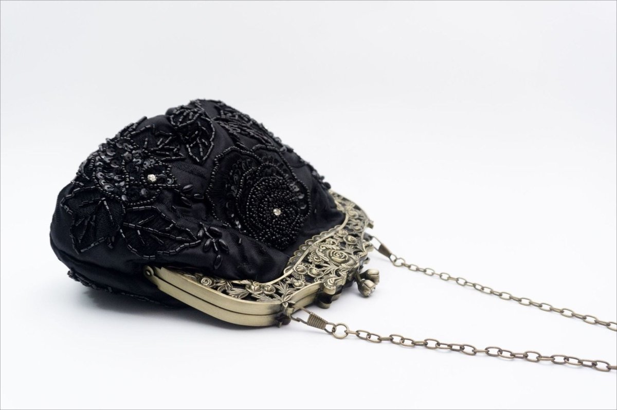 Embroidered Rose with Sequins Beads Evening Clutch Bag (MAC291) Mariam's Collection