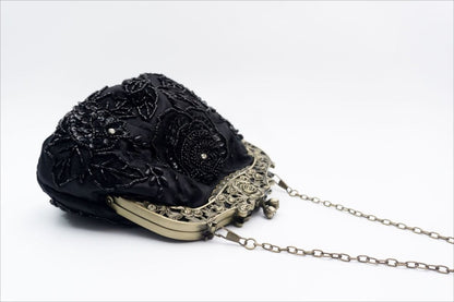 Embroidered Rose with Sequins Beads Evening Clutch Bag (MAC291) Mariam's Collection