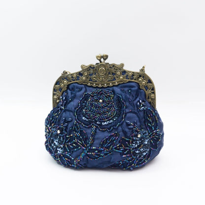 Embroidered Rose with Sequins Beads Evening Clutch Bag (MAC291) Mariam's Collection