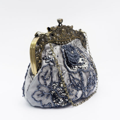 Embroidered Rose with Sequins Beads Evening Clutch Bag (MAC291) Mariam's Collection
