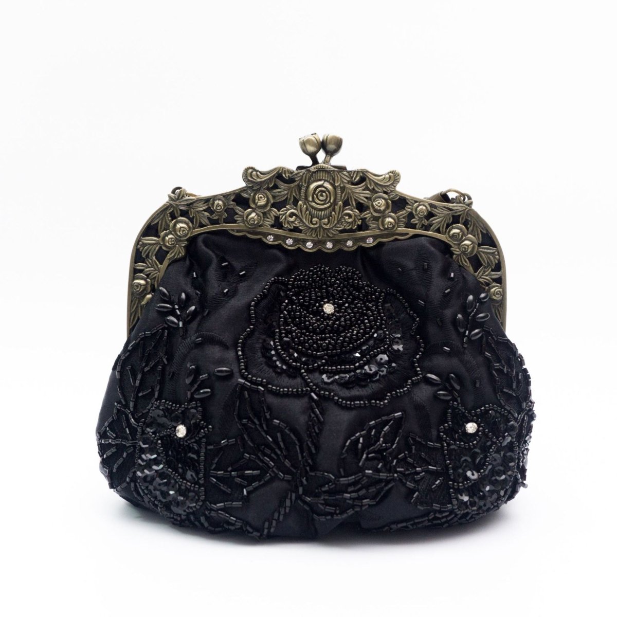 Embroidered Rose with Sequins Beads Evening Clutch Bag (MAC291) Mariam's Collection
