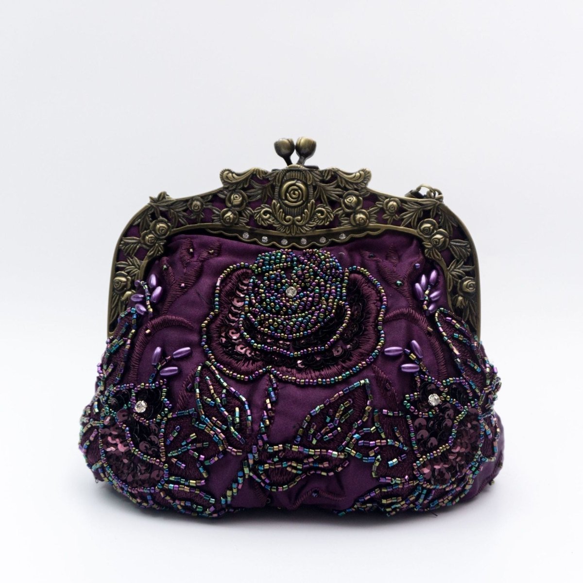 Embroidered Rose with Sequins Beads Evening Clutch Bag (MAC291) Mariam's Collection