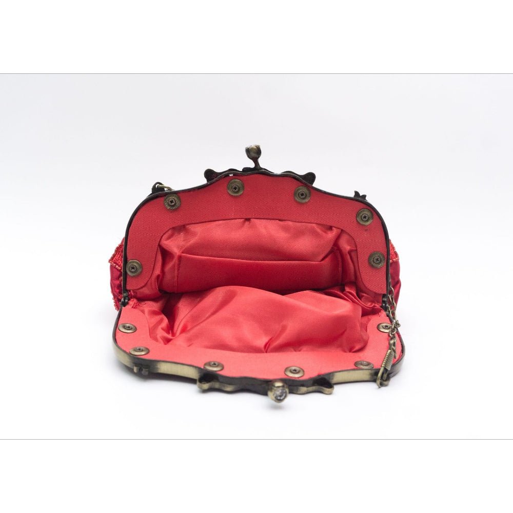 Embroidered Rose with Sequins Beads Evening Clutch Bag (MAC291) Mariam's Collection