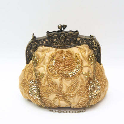 Embroidered Rose with Sequins Beads Evening Clutch Bag (MAC291) Mariam's Collection