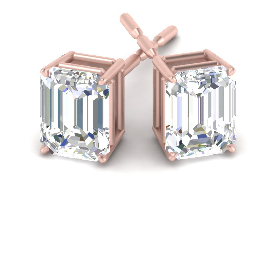 Emerald Cut Diamond Stud Earrings Fascinating Diamonds