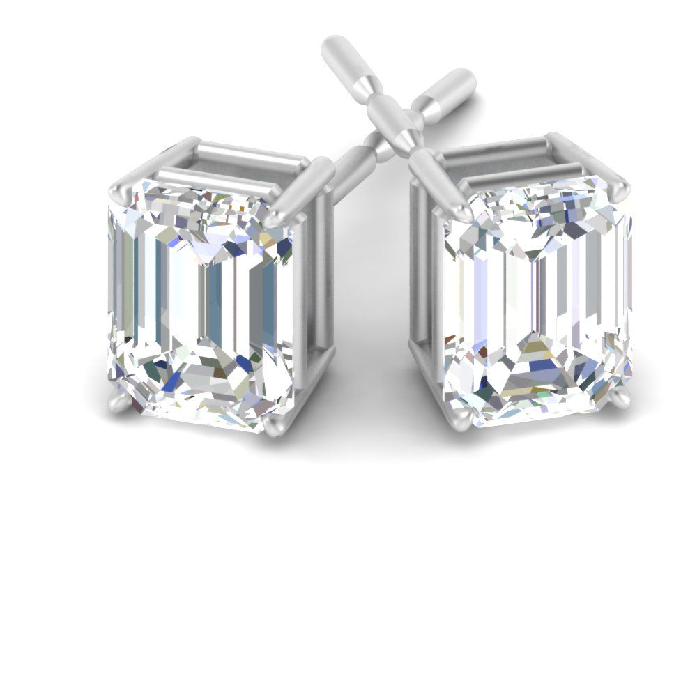 Emerald Cut Diamond Stud Earrings Fascinating Diamonds