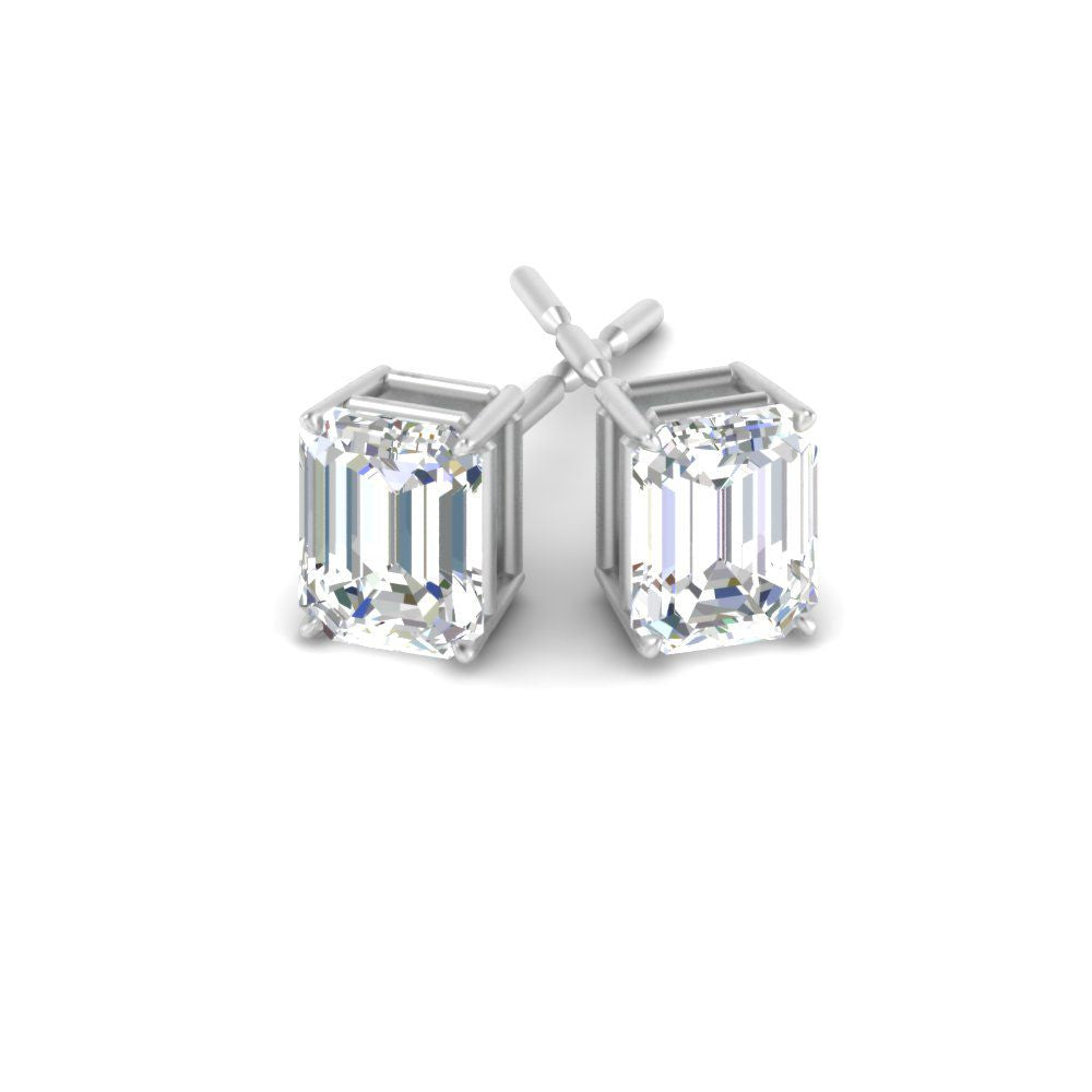 Emerald Cut Diamond Stud Earrings Fascinating Diamonds