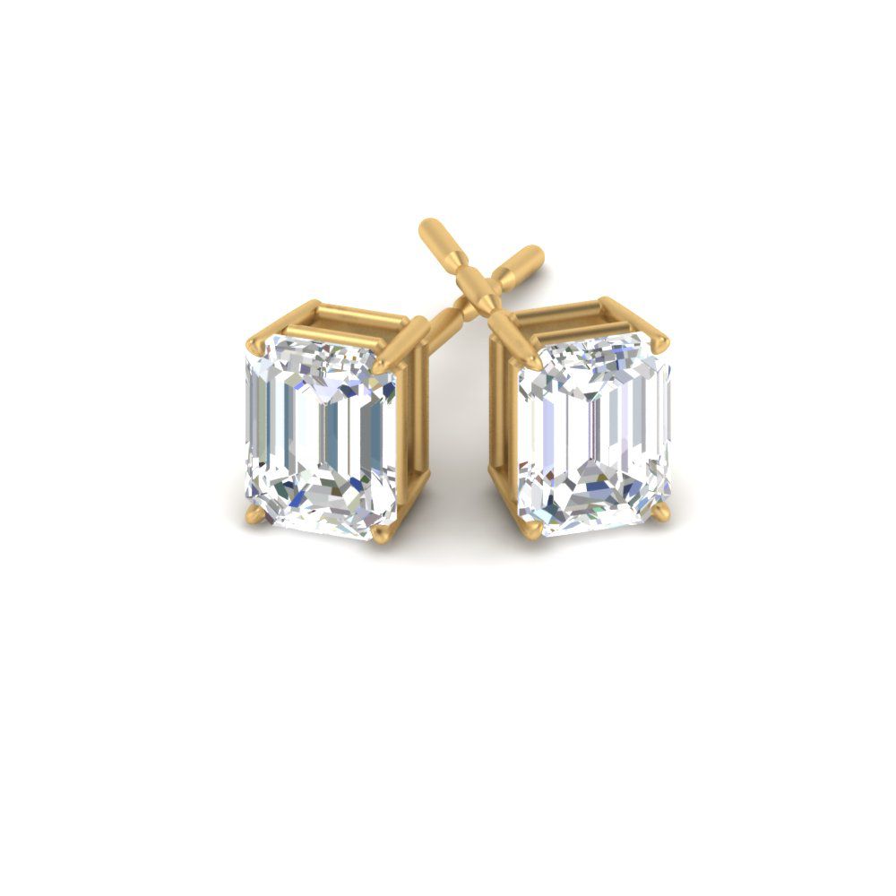 Emerald Cut Diamond Stud Earrings Fascinating Diamonds