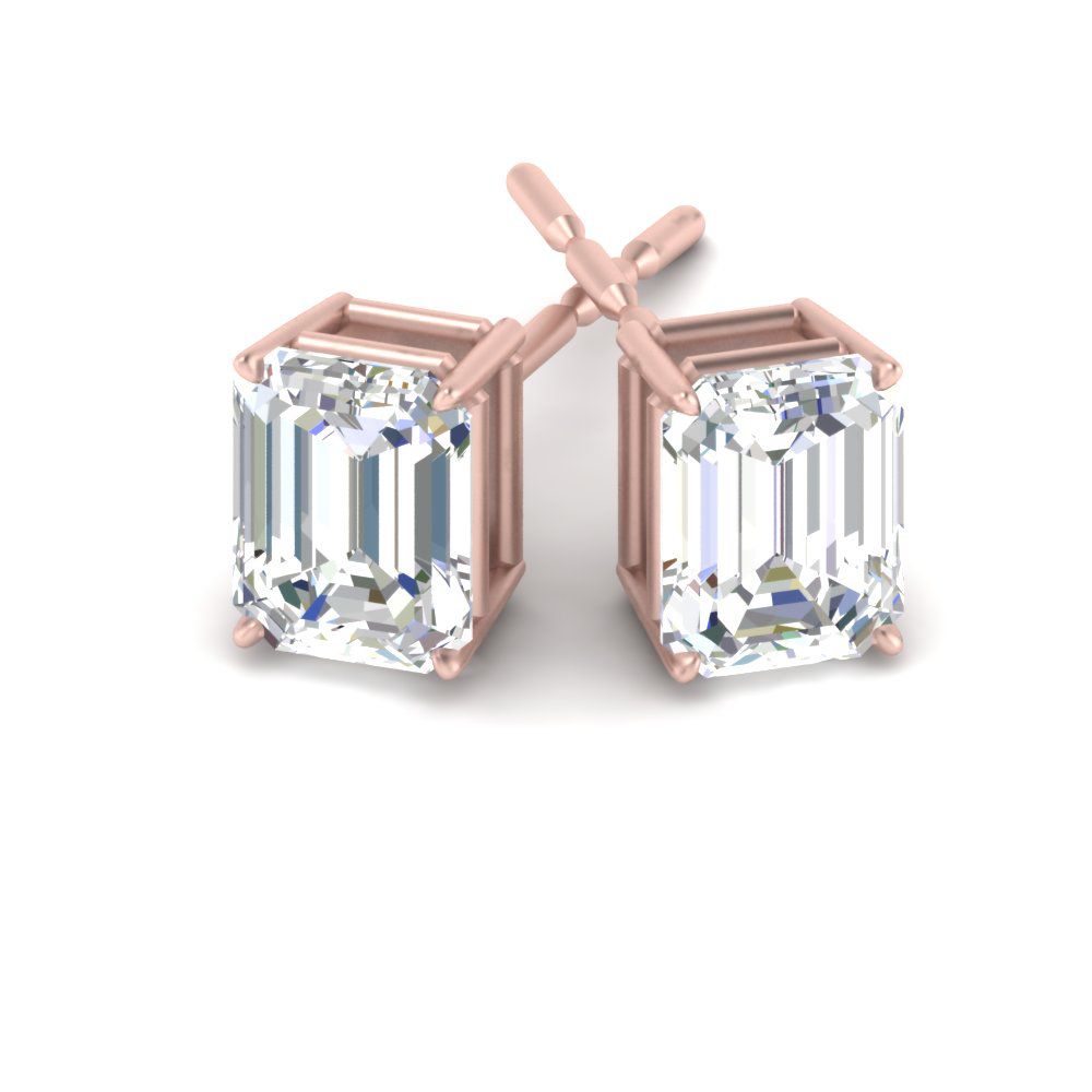 Emerald Cut Diamond Stud Earrings Fascinating Diamonds