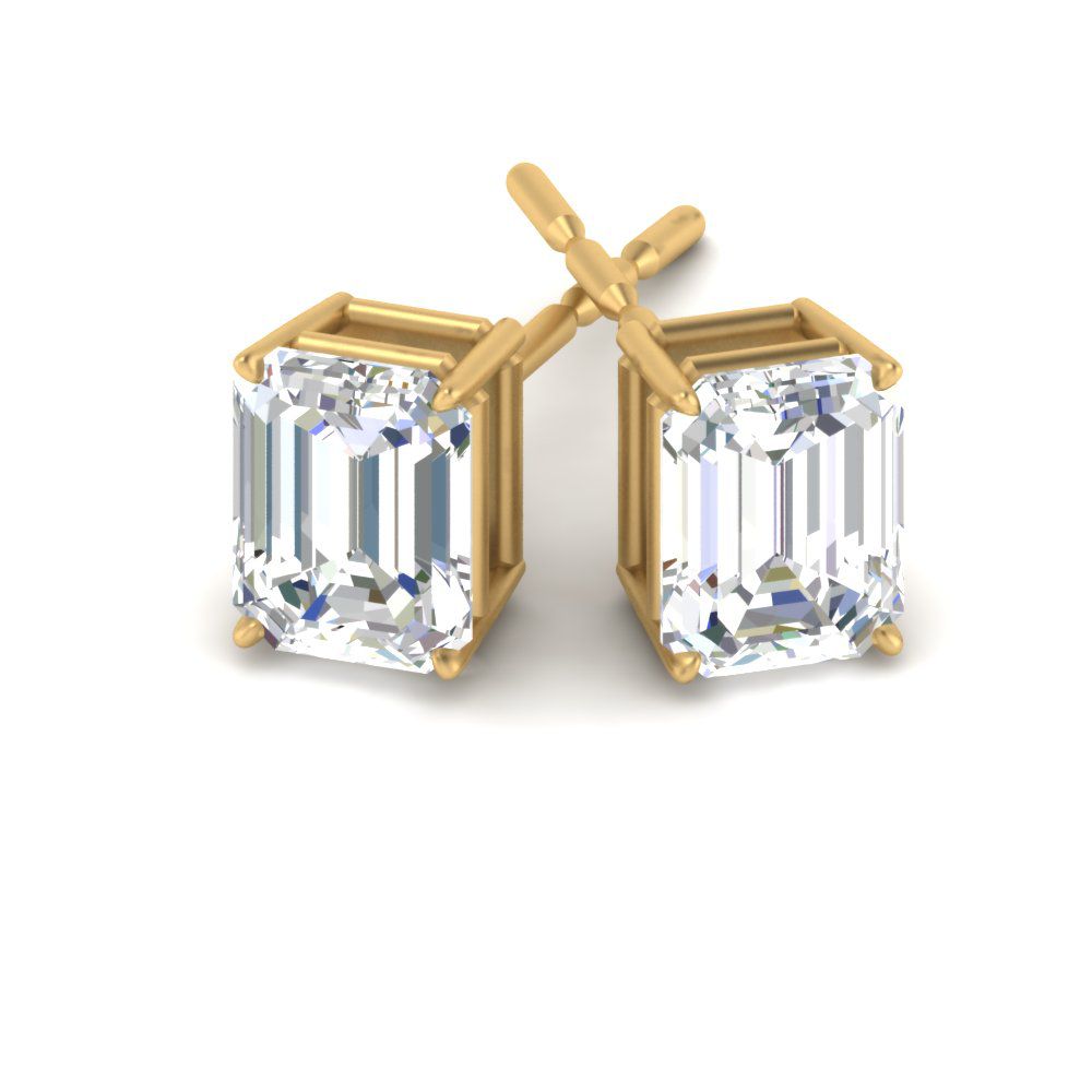 Emerald Cut Diamond Stud Earrings Fascinating Diamonds
