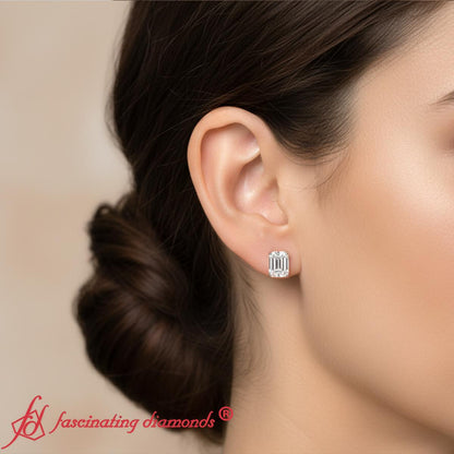 Emerald Cut Diamond Stud Earrings Fascinating Diamonds
