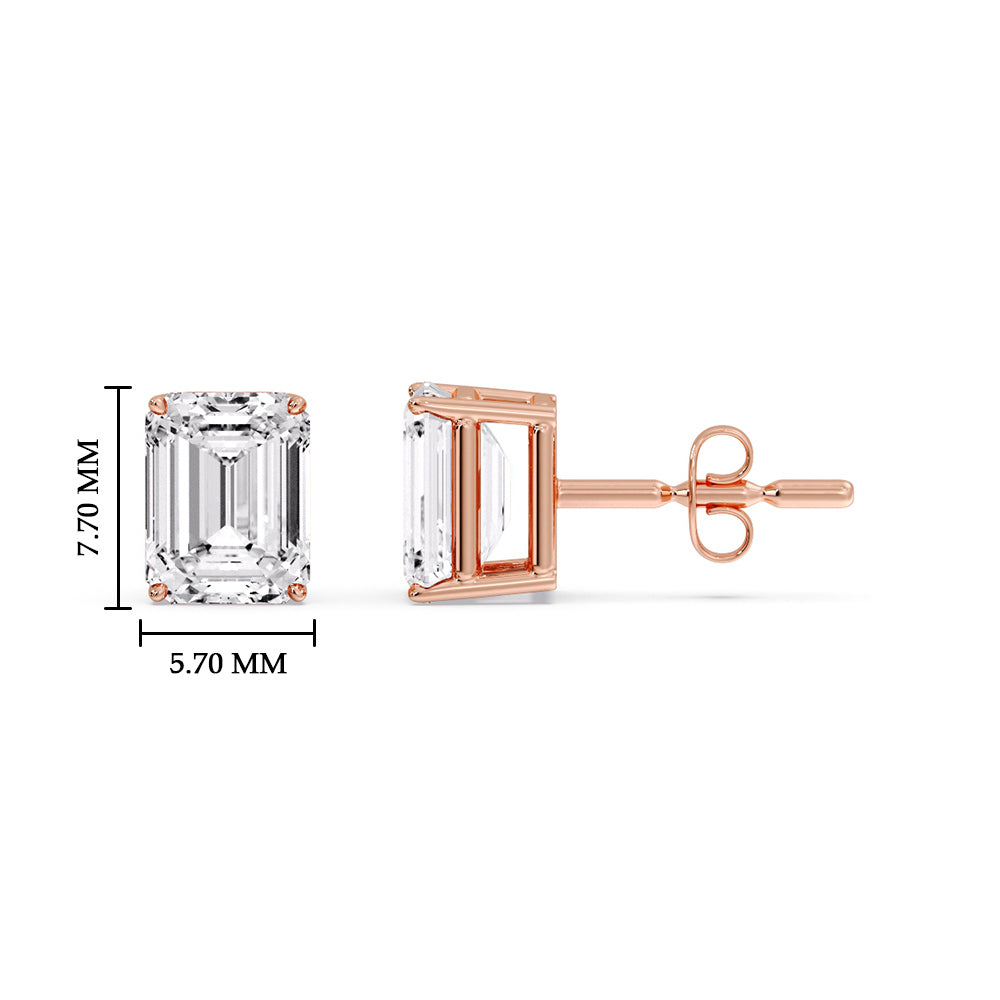 Emerald Cut Diamond Stud Earrings Fascinating Diamonds