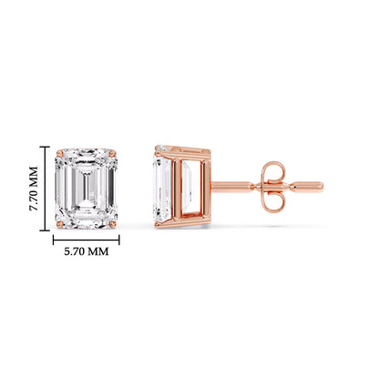 Emerald Cut Diamond Stud Earrings Fascinating Diamonds