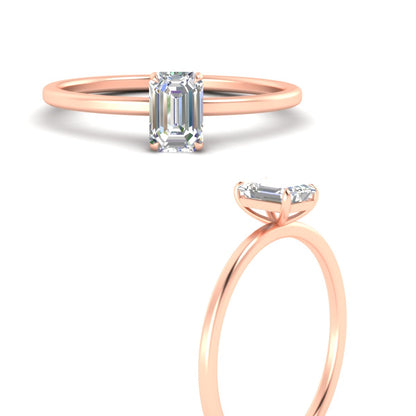 Emerald Cut Thin Classic Solitaire Ring Fascinating Diamonds