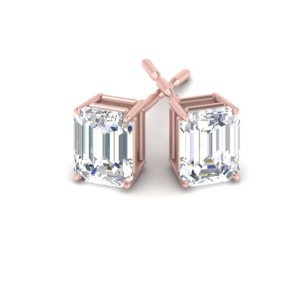 Emerald Cut Diamond Stud Earrings Fascinating Diamonds