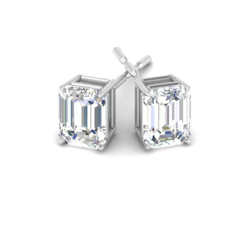Emerald Cut Diamond Stud Earrings Fascinating Diamonds