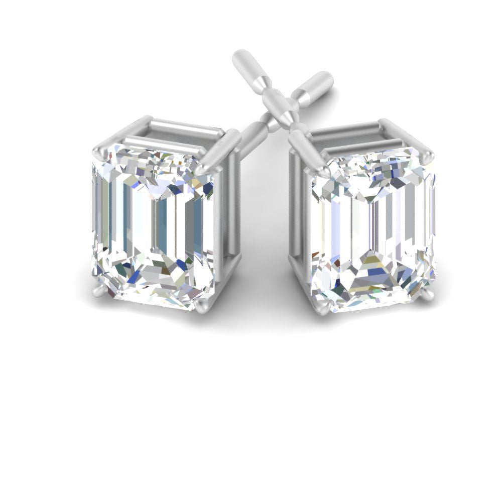 Emerald Cut Diamond Stud Earrings Fascinating Diamonds
