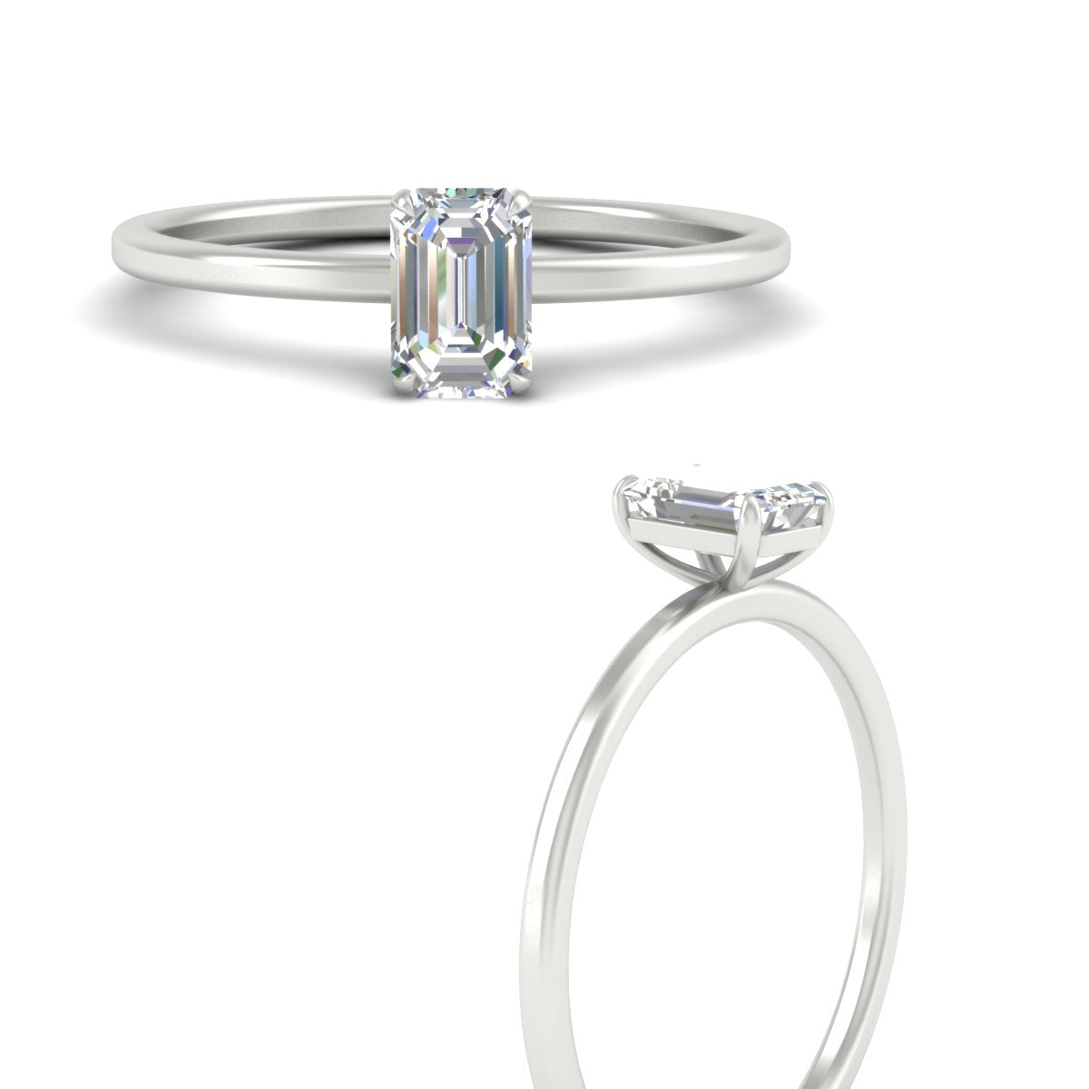 Emerald Cut Thin Classic Solitaire Ring Fascinating Diamonds